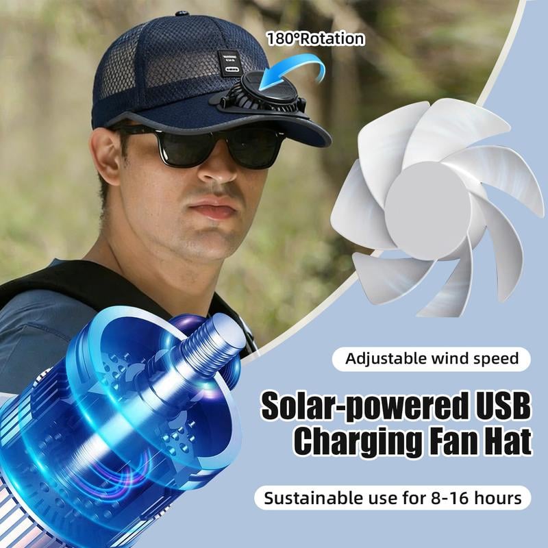 ☀️ HOT SALE 2026 Pro Outdoor Cooling Hat – Solar + USB Dual-Powered Fan Cap with UPF 50+ Sun Protection