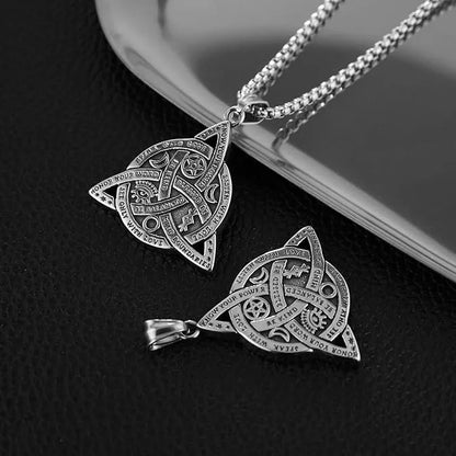 Steel and titanium Triple Goddess Triquetra Necklace Celtic Knot Irish Christian Trinity Knot Pendant