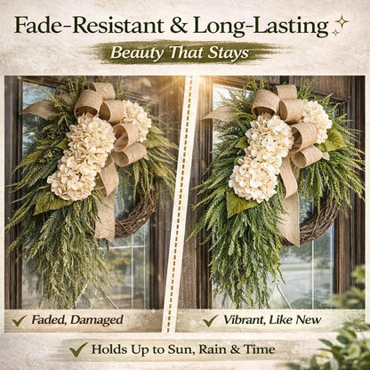 🎉🌸Handcrafted Hydrangea Wreath – The Perfect All-Season Front Door Decor