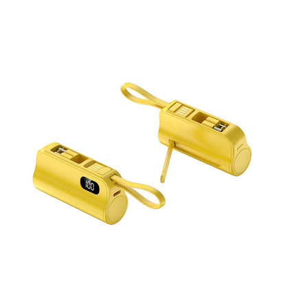 Mini Capsule Power Bank: 5000mAh Pocket-Sized Charger with Built-in Cable