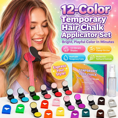 🔥50% OFF - 🌈12-Color Temporary Hair Chalk Applicator Set