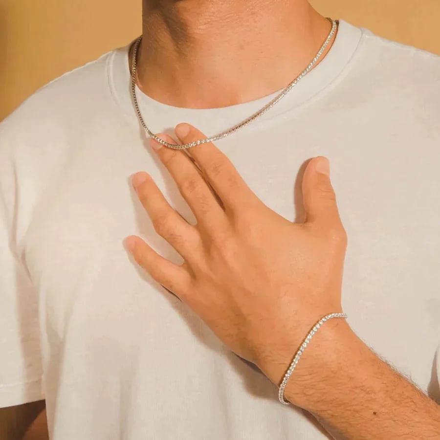 💥"Crystal' Tennis Necklace  +  Free  Bracelet