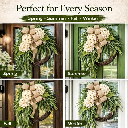 🎉🌸Handcrafted Hydrangea Wreath – The Perfect All-Season Front Door Decor