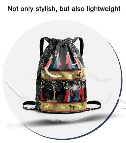 Foldable Dry-Wet Separation Backpack – Waterproof Nylon, Large Capacity, Drawstring, Travel & Sports (3 Styles)