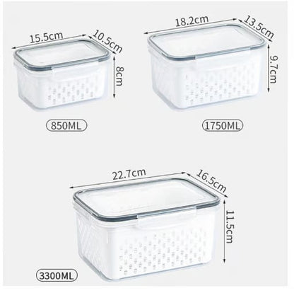 🔥Household transparent plastic food storage box-Including drain basket💧