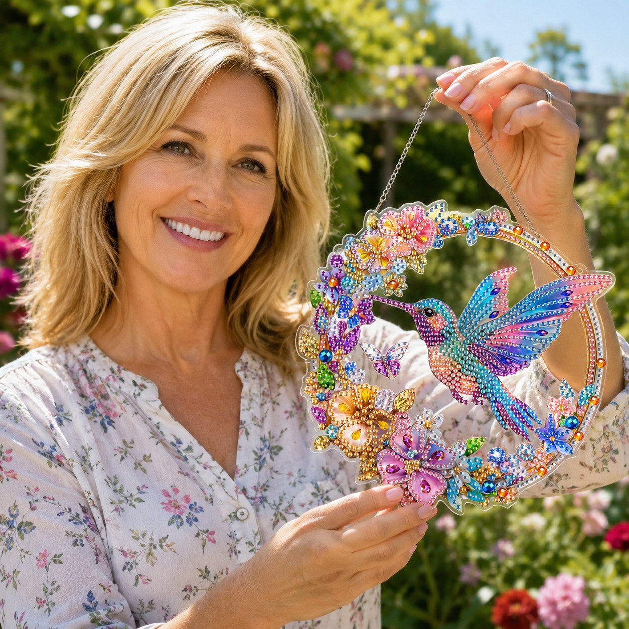 💥 Hummingbird Diamond Art Hanging Ornament Kit – Sparkling DIY Window Ornament 🐦✨