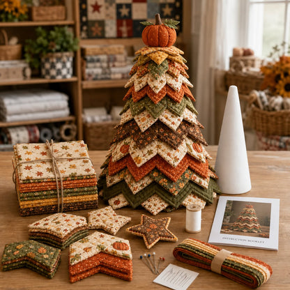 🔥50% OFF - 🎄Americana Christmas Tree Quilt Kit – Easy Layered Fabric Holiday Décor for Quilting Lovers