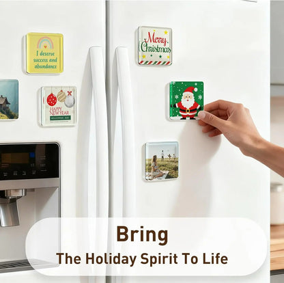 🔥HOT SALE🔥✂🎞 2" x 2" Clear Acrylic DIY Fridge Magnet Set with Adhesive Backing – Square Magnetic Photo Frames with Stunning 3D Effect 💕