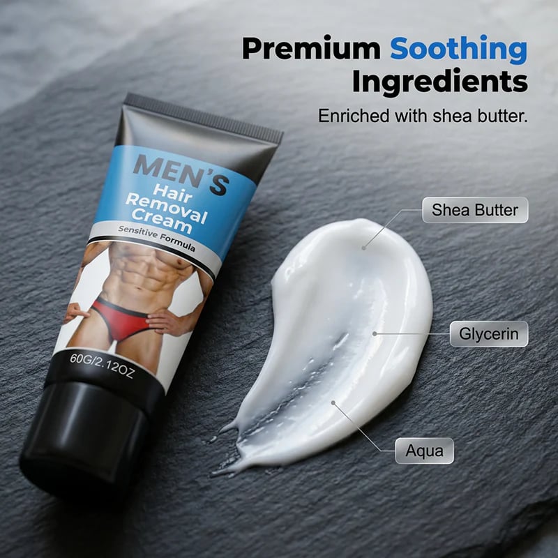 🔥 Buy 1 get 1🧔💨 Men's Gentle Hair Removal Cream – No Razor, No Pain, No Irritation | Smooth in 5 Mins ⏱️✨