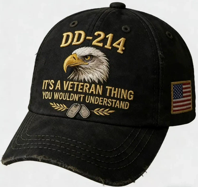 DD-214 Veteran 3D Embroidered Cap - “IT'S A VETERAN THING YOU WOULDN'T UNDERSTAND”🎁