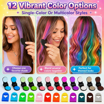 🔥50% OFF - 🌈12-Color Temporary Hair Chalk Applicator Set
