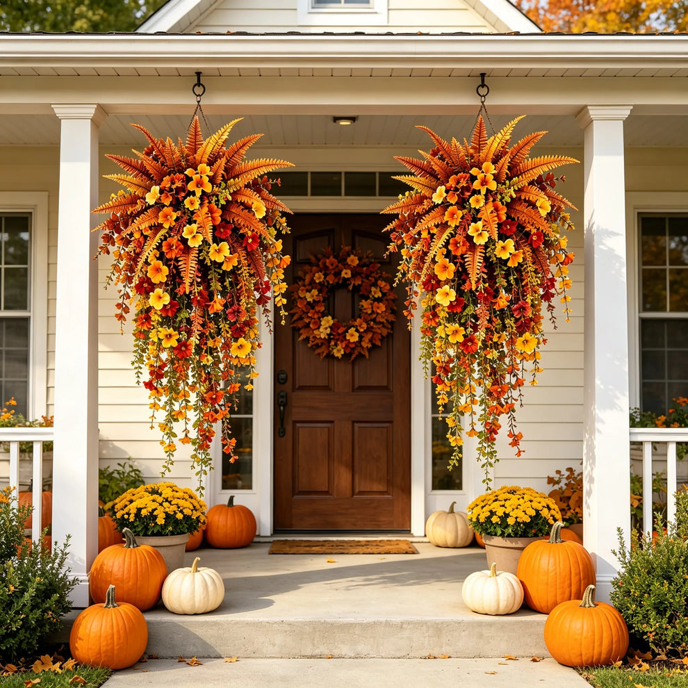🍂Artificial Fern for Autumn Outdoor Decor– Autumn Porch & Door Decoration
