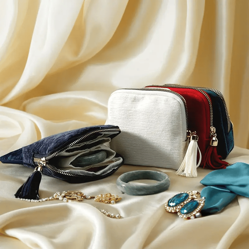 Estuche de joyería con cremallera Estuche de viaje para joyas Organizador portátil