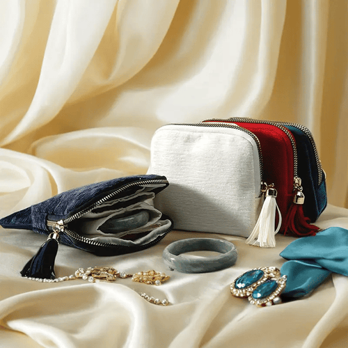 Estuche de joyería con cremallera Estuche de viaje para joyas Organizador portátil