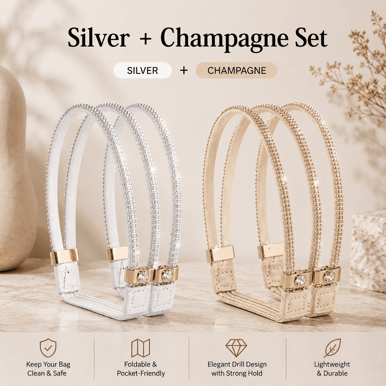 Anti-Slip Rhinestone Heel Straps