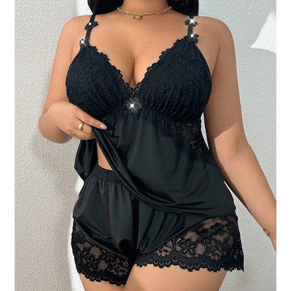 🥳2026 HOT SALE🥳💞50K+ SOLD!👗🌸 Lace-Trimmed Camisole & Shorts Pajama Set 🛏️✨