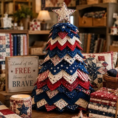 🔥50% OFF - 🎄Americana Christmas Tree Quilt Kit – Easy Layered Fabric Holiday Décor for Quilting Lovers