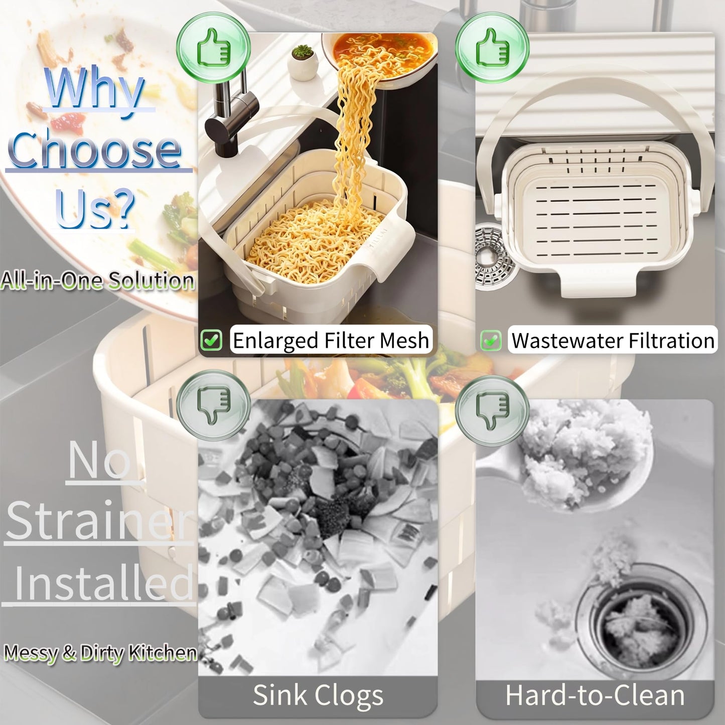 2026 Upgraded Foldable Kitchen Sink Strainer Basket