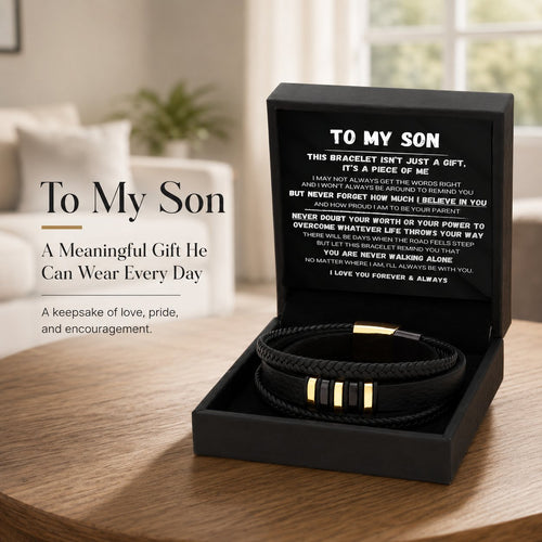 🖤To My Son — Never Walk Alone Braided Bracelet Set 🎁Free Gift