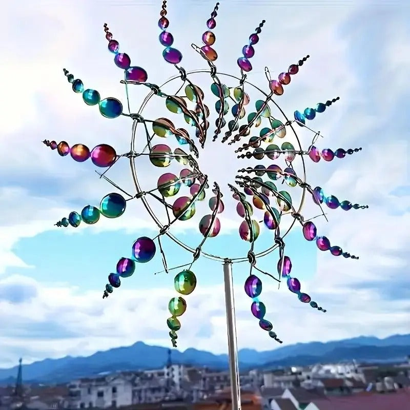 Vibrant Spinning Yard Art