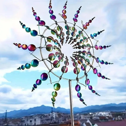Vibrant Spinning Yard Art