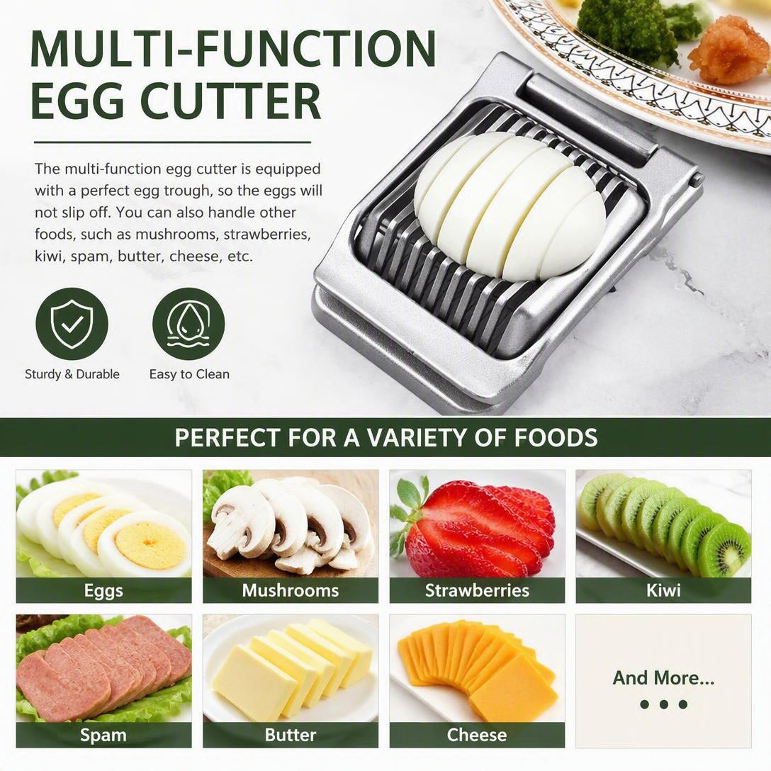Aluminum Hinged Two-Way Egg Slicer with Stainless Steel Wires