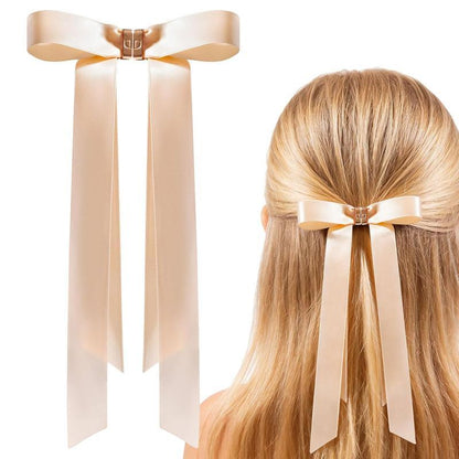 Magnetic Satin Long Ribbon Bow Clip – Smart, Stylish & Effortless Hair Styling