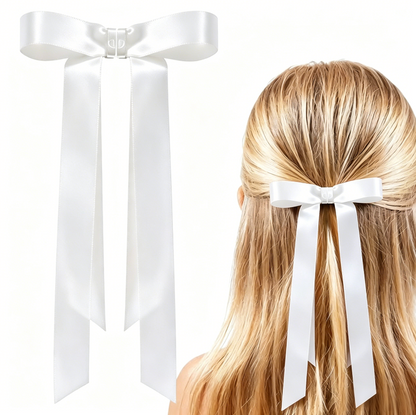Magnetic Satin Long Ribbon Bow Clip – Smart, Stylish & Effortless Hair Styling