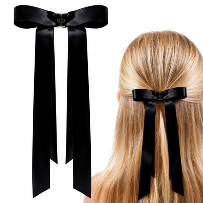 Magnetic Satin Long Ribbon Bow Clip – Smart, Stylish & Effortless Hair Styling