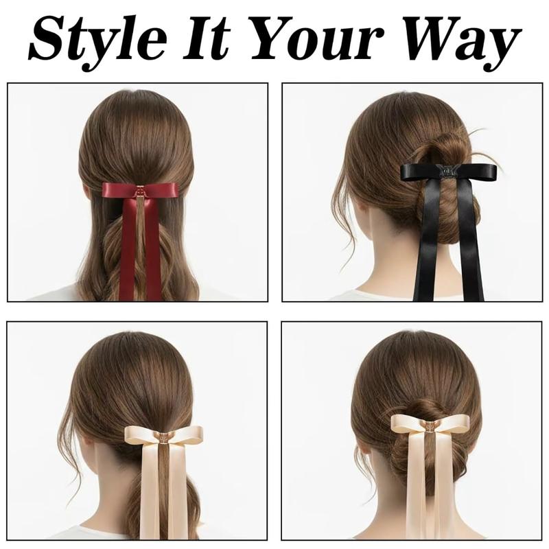 Magnetic Satin Long Ribbon Bow Clip – Smart, Stylish & Effortless Hair Styling