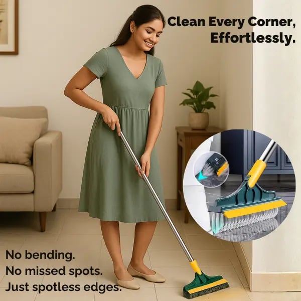 2-in-1 Scrubbing Brush | Corner Wiper | Flexible Head