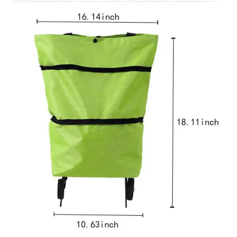 2-in-1 Foldable Shopping Cart Lightweight with Wheels