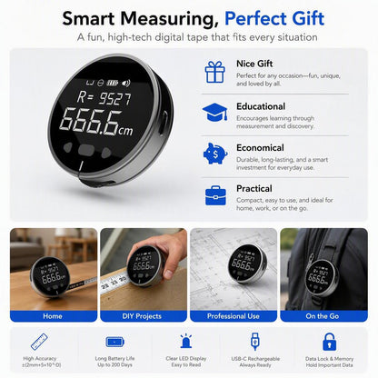 Electronic Digital Tape Measure, with LCD Display,Curved Surface Rolling Measuring Tool