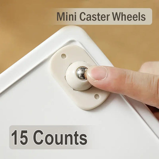 15 Counts Self Adhesive Mini Caster Wheels, 360 Degree Rotation,durable,Strong Load Low Noise Self Caster Wheels