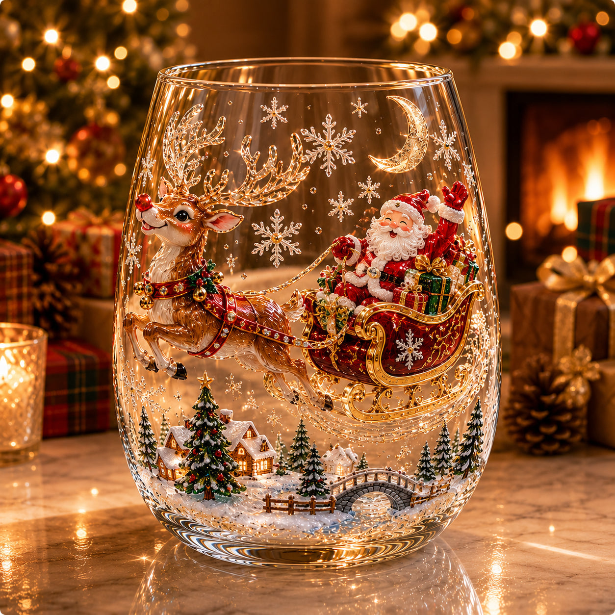 🎅Magical Christmas Glass Cup Collection – Santa, Reindeer, Snowman & Christmas Tree