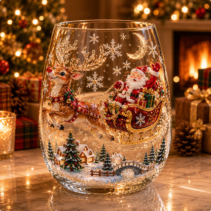 🎅Magical Christmas Glass Cup Collection – Santa, Reindeer, Snowman & Christmas Tree