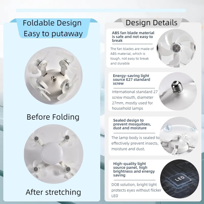 2-in-1 Remote-Controlled LED Ceiling Fan Light