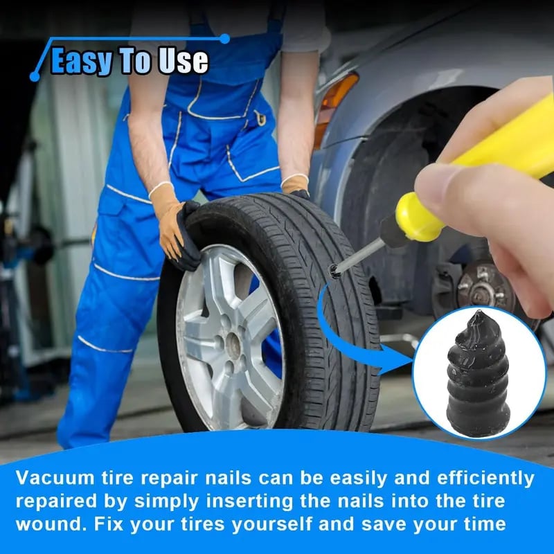 60Pcs Tire Repair Screws Plugs, Self-service Tyre Repair Vacuum Rubber Nails Kit