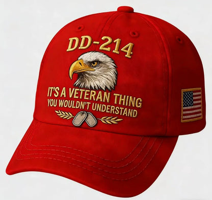 DD-214 Veteran 3D Embroidered Cap - “IT'S A VETERAN THING YOU WOULDN'T UNDERSTAND”🎁