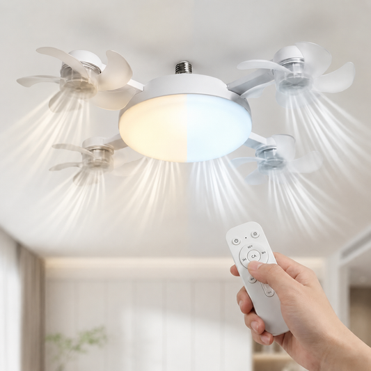 2026 Nuevo ventilador de techo con casquillo E27 silencioso y luz con mando a distancia