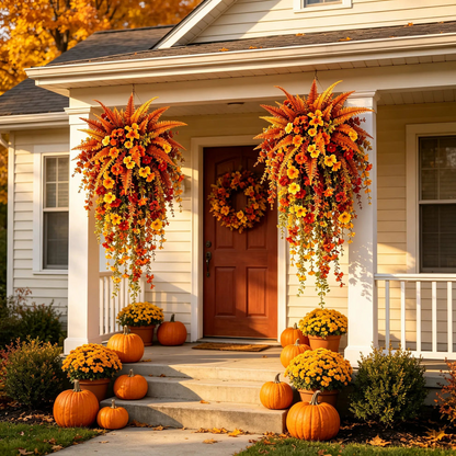 🍂Artificial Fern for Autumn Outdoor Decor– Autumn Porch & Door Decoration