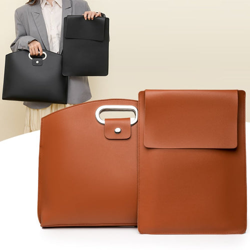 Bolsa de cuero impermeable para portátil de 14-16 pulgadas, 2 unidades, para mujer, tipo bolso de mano