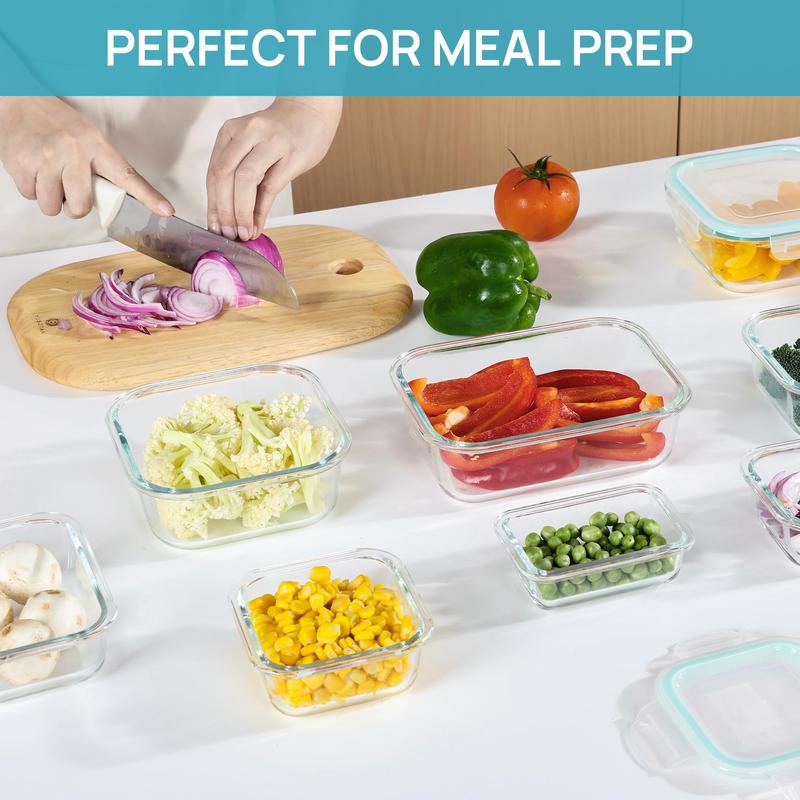 🔥18 Pack Glass Food Storage Containers with Lids🚨-Glass jars that are microwave, oven, and freezer safe!