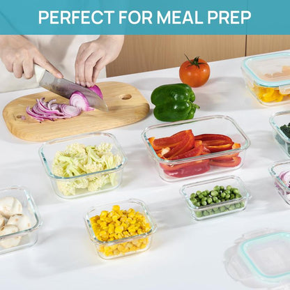 🔥18 Pack Glass Food Storage Containers with Lids🚨-Glass jars that are microwave, oven, and freezer safe!