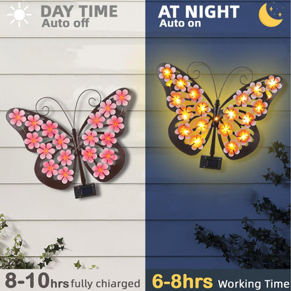 Solar Lights Outdoor Metal Butterfly Wall Decor