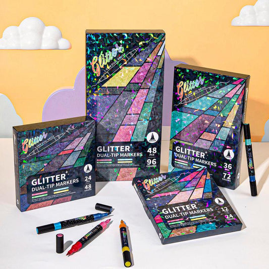 🎨Rotuladores con Efecto Purpurina🥇✨: Crea Arte Brillante sin Esfuerzo 🥳(🌈24-96 Colores | Suave Sin Obstrucciones | No Traspasa el Papel📝)