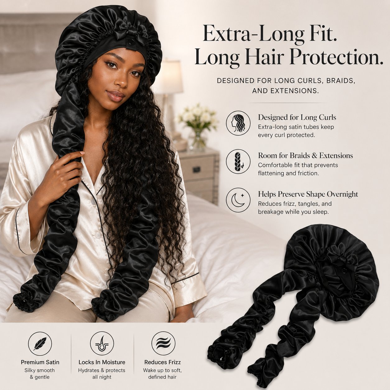 🔥Silk Bonnet for Long Curly Hair