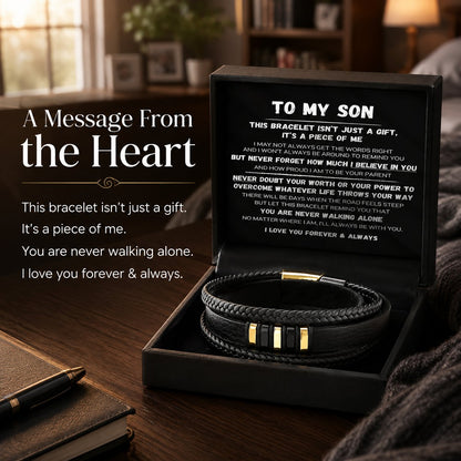 🖤To My Son — Never Walk Alone Braided Bracelet Set 🎁Free Gift