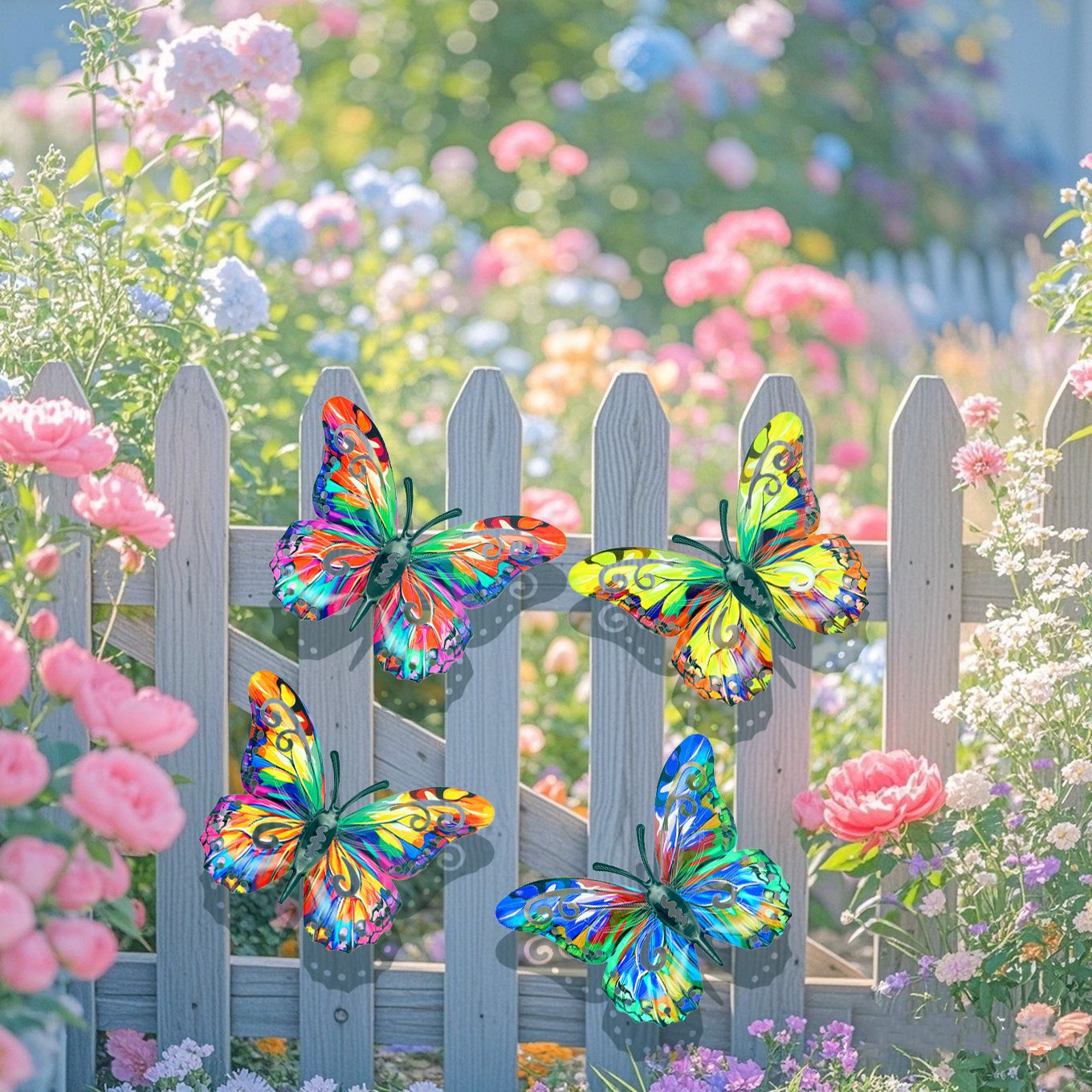 🔥2026 HOT SALE 49% OFF🦋4Pcs Butterfly Metal Wall Decor,Outdoor Hanging Wall Art Sculptures Decoration