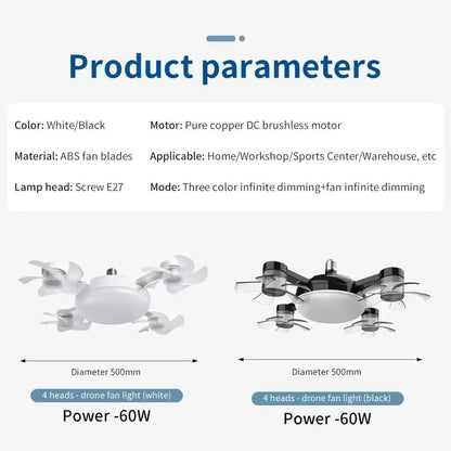 2-in-1 Remote-Controlled LED Ceiling Fan Light